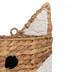 Cesto Volpe Bianco Nero Beige Fibra naturale 30 x 11 x 33 cm