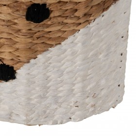 Cesto Volpe Bianco Nero Beige Fibra naturale 30 x 11 x 33 cm