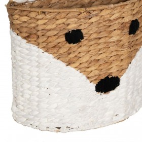 Cesto Volpe Bianco Nero Beige Fibra naturale 30 x 11 x 33 cm