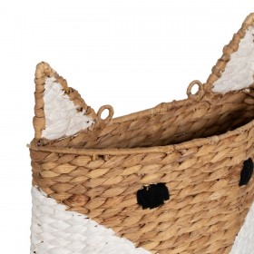 Cesto Volpe Bianco Nero Beige Fibra naturale 30 x 11 x 33 cm