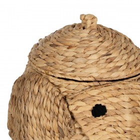 Cesto Elefante Nero Beige Fibra naturale 38 x 38 x 42 cm