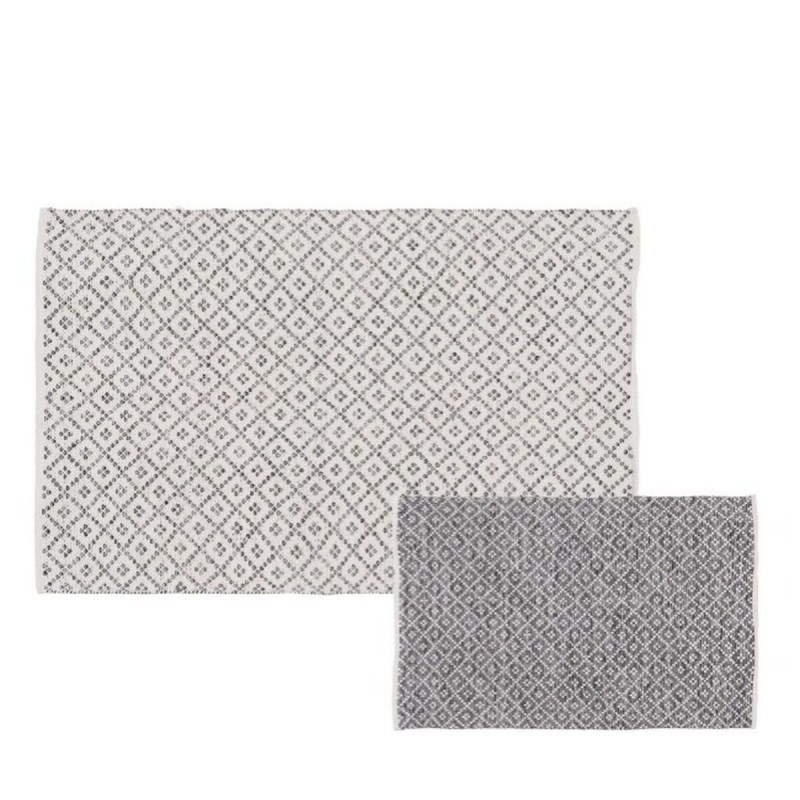 Tappeto Bianco Grigio 70 % cotone 30 % Poliestere 120 x 180 cm