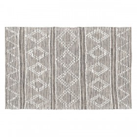 Tappeto Bianco Grigio 60 % Cotone 40 % Poliestere 120 x 180 cm