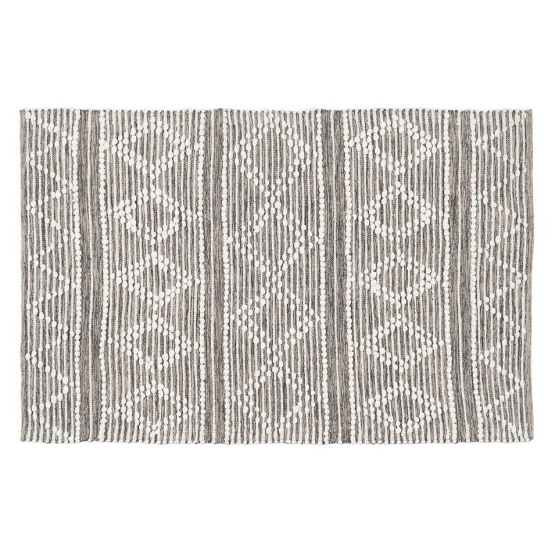Tappeto Bianco Grigio 60 % Cotone 40 % Poliestere 120 x 180 cm