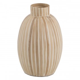 Vaso Bianco Beige Bambù 24 x 24 x 37 cm