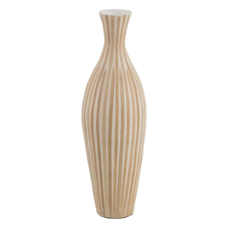 Vaso Bianco Beige Bambù 20 x 20 x 64 cm