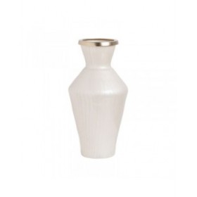 Vaso Bianco Dorato Alluminio Cristallo 25 x 25 x 48 cm