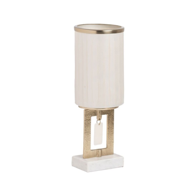 Vaso Bianco Dorato Alluminio Cristallo Marmo 12,5 x 12,5 x 37 cm