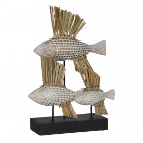 Statua Decorativa Bianco Marrone Naturale Pesci 30 x 10 x 40 cm