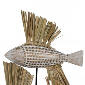 Statua Decorativa Bianco Marrone Naturale Pesci 30 x 10 x 40 cm