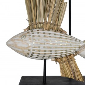 Statua Decorativa Bianco Marrone Naturale Pesci 30 x 10 x 40 cm