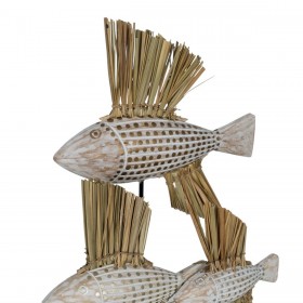 Statua Decorativa Bianco Marrone Naturale Pesci 30 x 10 x 40 cm