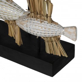 Statua Decorativa Bianco Marrone Naturale Pesci 30 x 10 x 40 cm