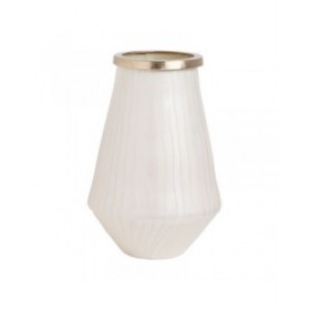 Vaso Bianco Dorato Alluminio Cristallo 25 x 25 x 39 cm