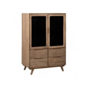 Armadio BURNIE Nero Naturale Cristallo Legno di mango 107 x 40,5 x 142 cm