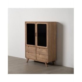 Armadio BURNIE Nero Naturale Cristallo Legno di mango 107 x 40,5 x 142 cm