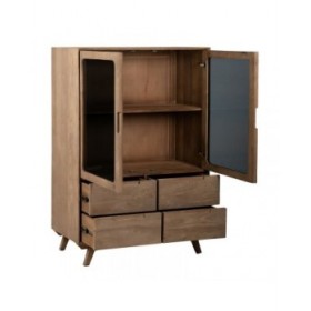 Armadio BURNIE Nero Naturale Cristallo Legno di mango 107 x 40,5 x 142 cm