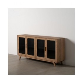 Credenza BURNIE Nero Naturale Cristallo Legno di mango 162 x 41 x 83 cm