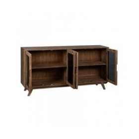 Credenza BURNIE Nero Naturale Cristallo Legno di mango 162 x 41 x 83 cm