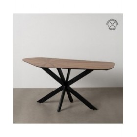 Tavolo da Pranzo Nero Naturale Ferro 178 x 80 x 77 cm