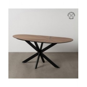 Tavolo da Pranzo Nero Naturale Ferro 178 x 80 x 77 cm