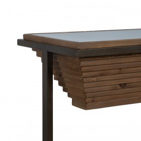 Console Nero Naturale Ferro Vetro Temperato Legno di abete 134 x 32 x 83 cm