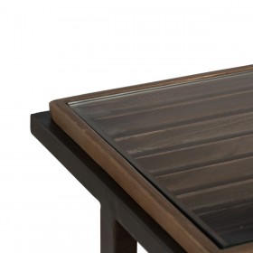 Console Nero Naturale Ferro Vetro Temperato Legno di abete 134 x 32 x 83 cm