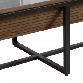 Tavolino da Caffè Nero Naturale Ferro Legno di abete 120 x 60 x 43,5 cm