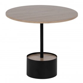 Tavolino da Caffè Nero Naturale Ferro Legno MDF 50 x 50 x 45 cm