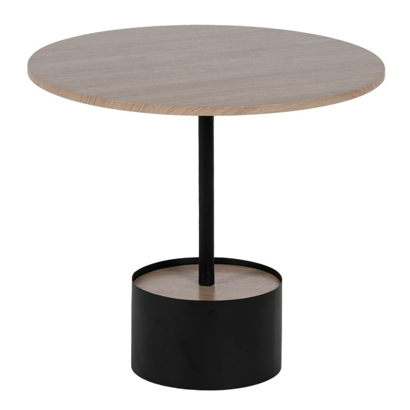 Tavolino da Caffè Nero Naturale Ferro Legno MDF 50 x 50 x 45 cm
