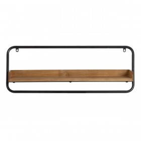 Scaffale Nero Naturale Ferro Legno d'albero della gomma 80 x 18 x 36 cm