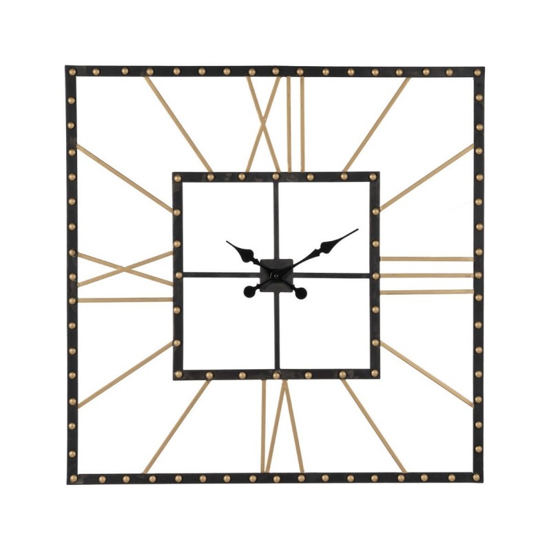 Orologio da Parete Nero Dorato Ferro 80 x 3,5 x 80 cm
