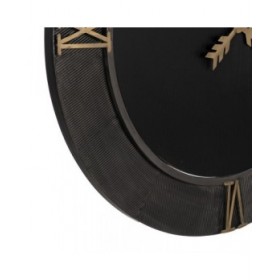 Orologio da Parete Nero Dorato Ferro Legno MDF 80 x 2,5 x 80 cm