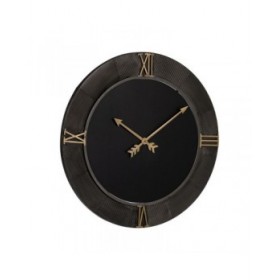 Orologio da Parete Nero Dorato Ferro Legno MDF 80 x 2,5 x 80 cm