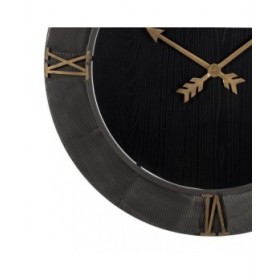 Orologio da Parete Nero Dorato Ferro Legno MDF 80 x 2,5 x 80 cm
