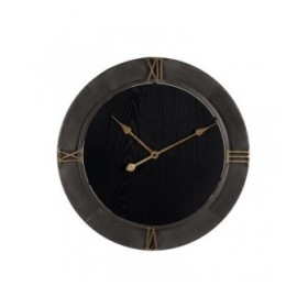 Orologio da Parete Nero Dorato Ferro Legno MDF 61 x 2,5 x 61 cm