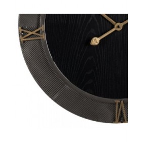 Orologio da Parete Nero Dorato Ferro Legno MDF 61 x 2,5 x 61 cm