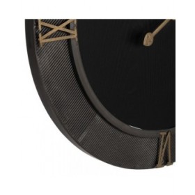Orologio da Parete Nero Dorato Ferro Legno MDF 61 x 2,5 x 61 cm