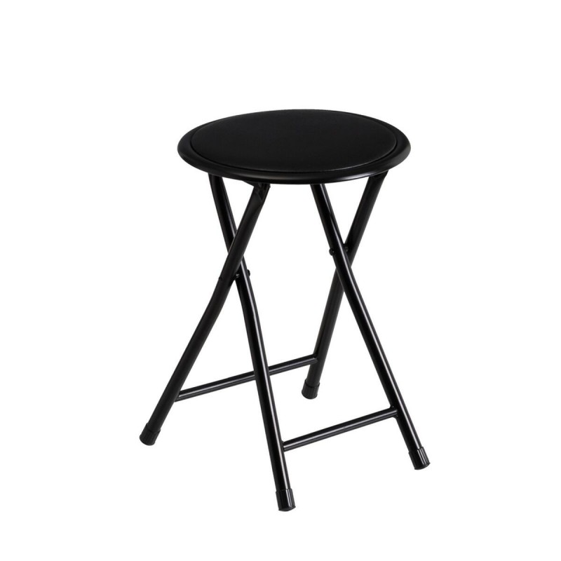 Sgabello Nero Poliuretano PVC Ferro 30 x 30 x 45 cm