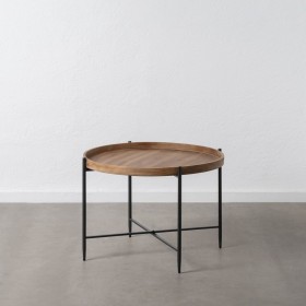 Tavolino da Caffè Nero Naturale Ferro Legno di abete 80 x 80 x 55 cm