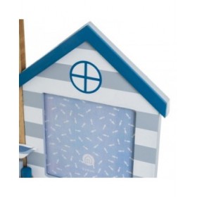 Cornice Portafoto Azzurro Bianco Naturale Cristallo Legno MDF