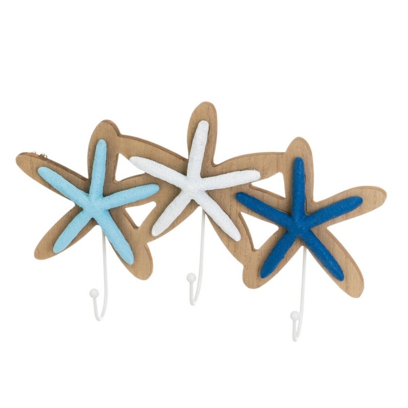 Appendiabiti da parete Azzurro Bianco Naturale Metallo Ferro Legno MDF 30 x 5 x 19 cm