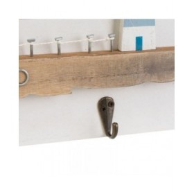 Appendiabiti da parete Bianco Naturale Metallo Ferro Legno MDF 40 x 4 x 18 cm