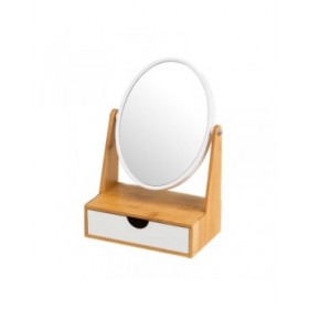 Specchio Ingranditore Bianco Naturale Bambù Cristallo polistirene 17 x 10 x 25 cm