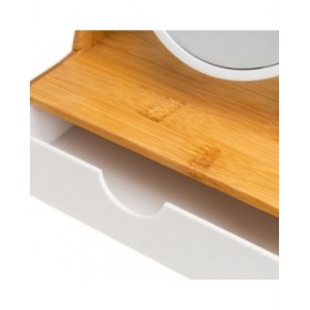 Specchio Ingranditore Bianco Naturale Bambù Cristallo polistirene 17 x 10 x 25 cm