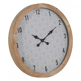 Orologio da Parete Bianco Naturale Legno Cristallo 60 x 60 x 6,5 cm