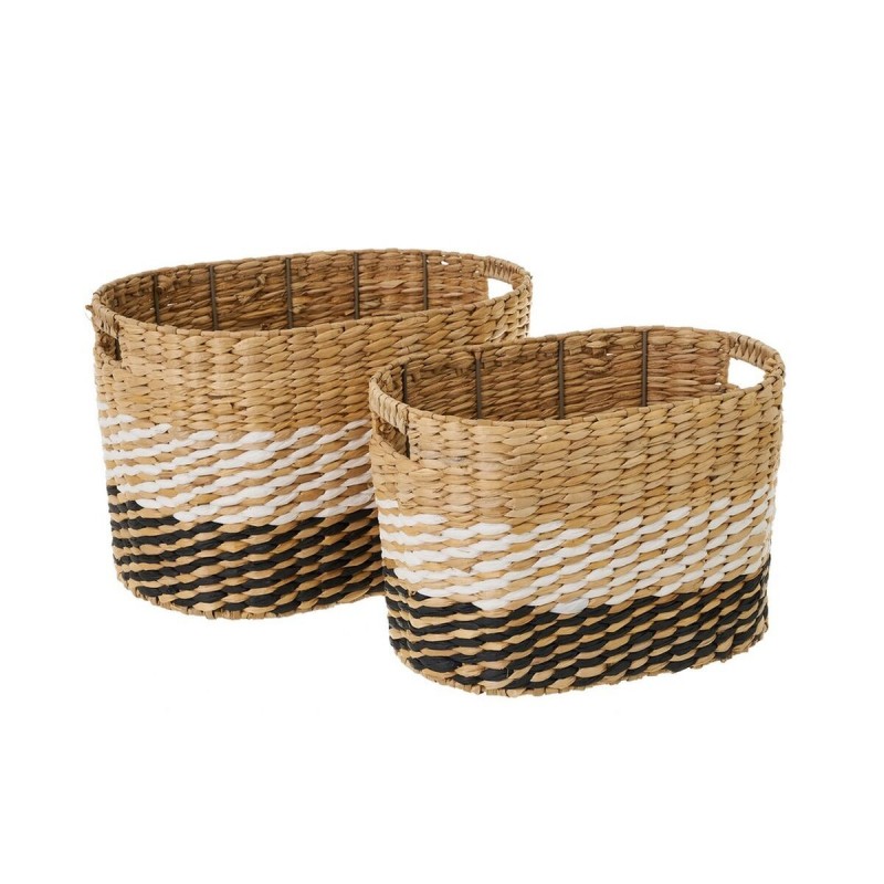Set di Cesti Bianco Nero Naturale Carta Fibra (2 Unità)