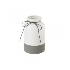 Vaso Bianco Grigio Ceramica 13,8 x 13,8 x 22 cm