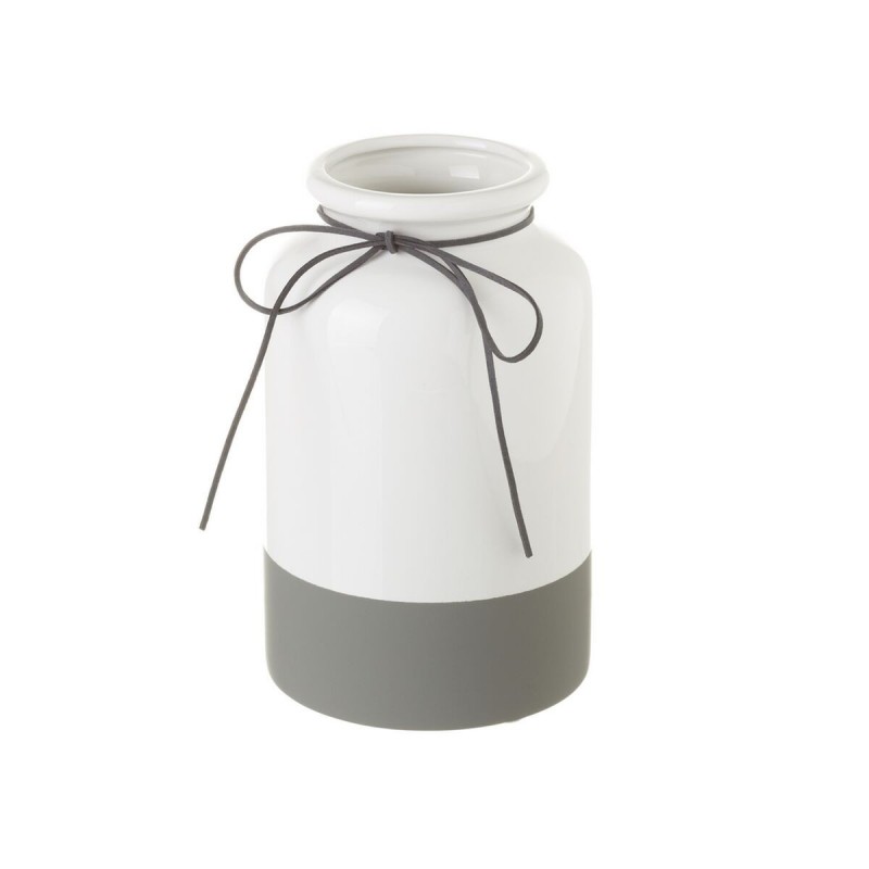 Vaso Bianco Grigio Ceramica 13,8 x 13,8 x 22 cm