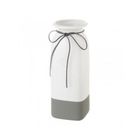 Vaso Bianco Grigio Ceramica 11 x 11 x 30,5 cm